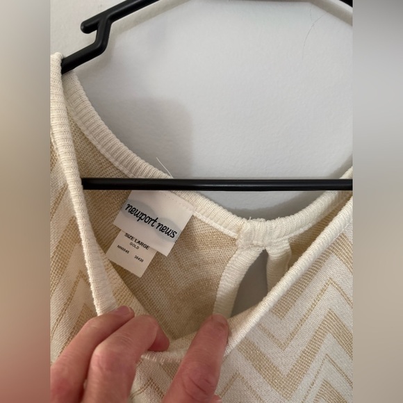 VTG NewPort News Maxi Dress Rayon Striped Gold Cream Beige Pattern Size M L Soft - Picture 6 of 10